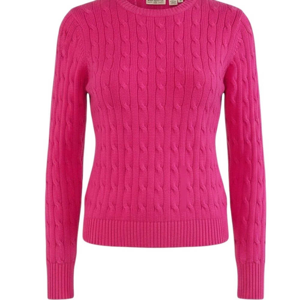 Polo Jeans Co Ralph Lauren Kids Pink Cable Knit Crew Neck Sweater Size 7/8
